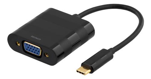 DELTACO USB 3.1 to VGA adapter, Type C ma - VGA fe, 1080p, bag, black (USBC-1098)