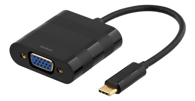 DELTACO USB 3.1 to VGA adapter, Type C ma - VGA fe, 1080p, bag, black (USBC-1098)