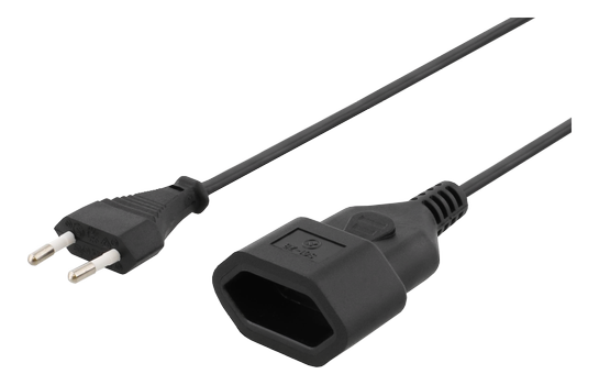 DELTACO Europlug (power CEE 7/16) (male) - Power IEC 60906-1 (female) Black 1m (DEL-109AC)
