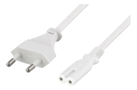 DELTACO Europlug (power CEE 7/16) (male) - Power IEC 60320 C7 White 0.5m (DEL-109J-50)