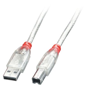 LINDY USB 2.0 Cable Type A/B  transparent  0.2m Factory Sealed (41750)