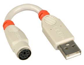 LINDY KVM Adapter PS/2 F/USB A Male  KVM USB Adapterkabel Tastatur (70511)