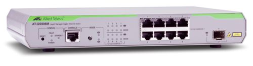 Allied Telesis 8 x  10/ 100/ 1000Mbps port managed switch with 1 SFP uplink slot, Fixed AC power supply, RJ45 Console (AT-GS908M-50)