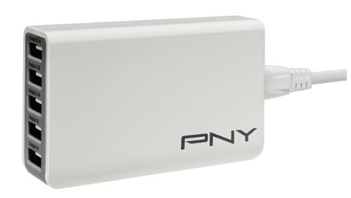 PNY MULTI-USB UK WALL-CHARGER 5-USB-PORTS 25W IN ACCS (P-AC-5UF-WUK01-RB)