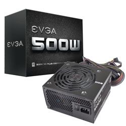 EVGA 500 W1 80+ WHITE 500W PC power supply (black, 2x PCIe) (100-W1-0500-K2)