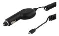 DELTACO Car Charger with Micro USB, 1A, 12-24V, 1m spiral cable, black