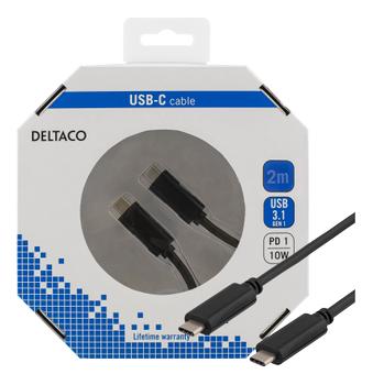 DELTACO USB 3.1 cable, Gen 1, Type C - Type C, 2m, black (USBC-1056-K)