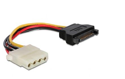 GEMBIRD Cablexpert 15 pin Serial ATA strøm (male) - 4-PIN intern strøm (female) Sort Rød Gul 15cm  (CC-SATA-PS-M)