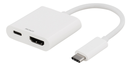 DELTACO USB-C - HDMI, USB 3.1 Gen 1, 3840x2160,  USB-C fe 3A 60W, white (USBC-HDMI2)