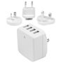 STARTECH 4 PORT USB TRAVEL WALL CHARGER 34W/6.8A-110V/220V-WHITE CABL