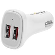 STARTECH WHITE DUAL USB CAR CHARGER CHARGE TWO TABLETS AT ONCE CABL