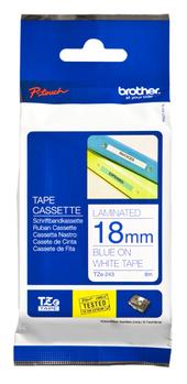BROTHER 18MM Blue On White Tape (TZE-243)