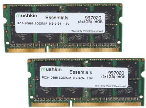 MUSHKIN SO-DIMM 16 GB DDR3-1333 Kit (997020, Essentials-Se (997020)