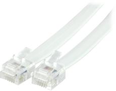 DELTACO modular cable, 6P6C (RJ12) to 6P6C (RJ12), 2m, white