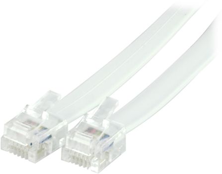 DELTACO modular cable, 6P6C (RJ12) to 6P6C (RJ12), 2m, white (DEL-159)