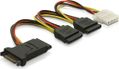 DELOCK Y-strömadapter för 15-pin SATA-ström & 4-pin, för 3xSATA, 1xIDE, 15 cm