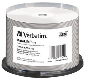 VERBATIM DVD-R 16X bulk, 4.7GB Wide ink (43744)