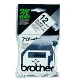 Brother 12mm Black On White Tape (Blister)