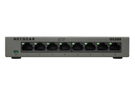 NETGEAR SWITCH GIGABIT 8 PORTS (UNMANAGED) CARCASA METLICA      IN CPNT (GS308-100PES)