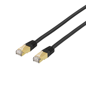 DELTACO S / FTP Cat7 patch cable with RJ45, 0.3m, 600MHz, LSZH, black (STP-703S)