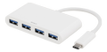 DELTACO USB 3.1 Gen 1 hub, USB-C, 4xUSB Type A, 5V 4,5W 900mA, white