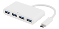 DELTACO USB-C Hub (USB 3.1 Gen 1) med 4xUSB Type A - Hvid