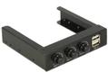 DELOCK 3,5" Frontpanel, 2xUSB 2.0 Typ A hona, 3 fläktkontroller, svart