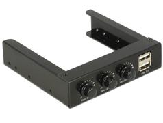 DELOCK 3,5" Frontpanel, 2xUSB 2.0 Typ A hona, 3 fläktkontroller, svart