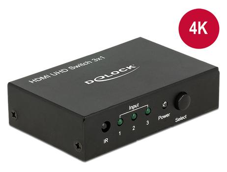 DELOCK HDMI Splitter 3 Eingang -> 1 Ausgang 4K (18683)