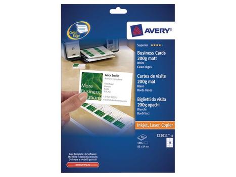 AVERY Visitkort AVERY mat, 200g, 85x54mm (C32011-10)