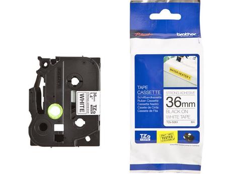 Brother 36MM Black On White Strong Adhes (TZeS261)