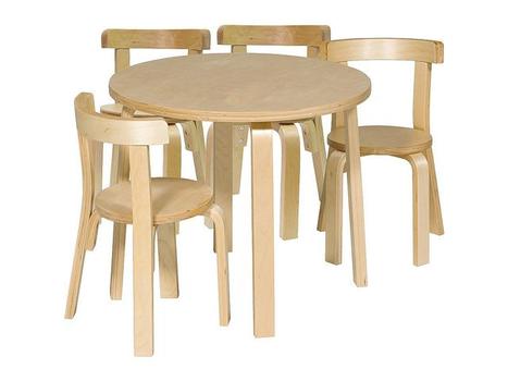 EMO Legerumssæt med 1 bord og 4 stole i birk (902404)