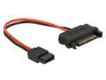 DELOCK 15 pin Serial ATA strøm (male) - 6 pin Slimline Serial ATA strøm (female) Sort Rød 10cm