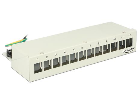 DELOCK Keystone Desktop Patch Panel 12 Port grey (43335)