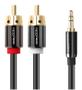 DELEYCON Audio Cable - 3,5mm male to RCA male, 0,5m - Black - Minijack Phono