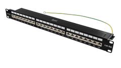 DELTACO STP patch panel, 24xRJ45, Cat6a, 1U, 19", metal, black