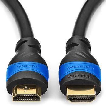 DELEYCON HDMI Cable - HQ Black Polybag 1,0m, HDMI 2,0, ethernet, 4K, HDMI: Han - HDMI: Han (MK-MK01)