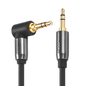 DELEYCON Audio Cable - 3,5mm male to 90° 3,5mm mal, 2,0m - Black - Minijack (MK-MK210)