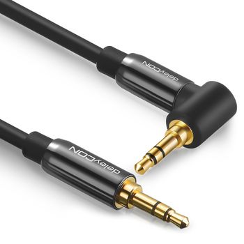 DELEYCON Audio Cable - 3,5mm male to 90° 3,5mm mal, 0,5m - Black - Minijack (MK-MK207)