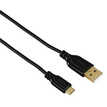 HAMA USB-Kabel USB-USB-Micro 0,75 m. Guldplätterad  Svart (00074251)