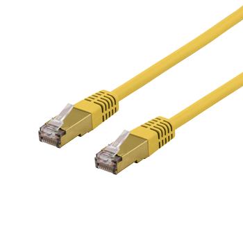 DELTACO S/FTP Cat6a patchkabel,  delta cert, LSZH, 0,5m, gul (SFTP-60GLAH)