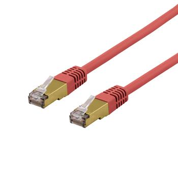 DELTACO S/FTP Cat6a patchkabel,  delta cert, LSZH, 1m, röd (SFTP-61RAH)