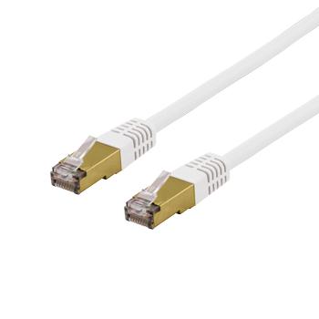 DELTACO S/FTP Cat6a patchkabel,  delta cert, LSZH, 0,5m, vit (SFTP-60VAH)