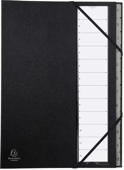 EXACOMPTA Sorteringsmappe Ordonator 1-12 m. elastik Sort (56012E)
