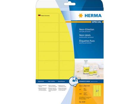 HERMA Etikett HERMA Neon gul 63, 5x29, 6mm (540) (5140)