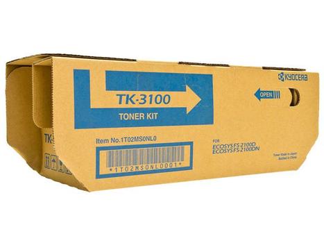 KYOCERA TK3100 Black Toner Cartridge Kit 12.5k - 1T02MS0NL0 (1T02MS0NL0)
