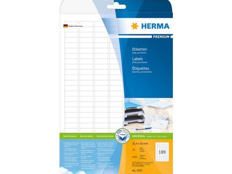 HERMA Etiketten Premium A4 weiß 25,4x10 mm Papier 4725 St. (4333)