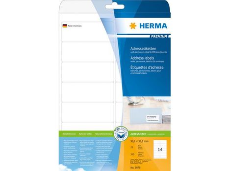 HERMA Adressetiketten A4 weiß 99,1x38,1 mm Papier 350 St. (5076)