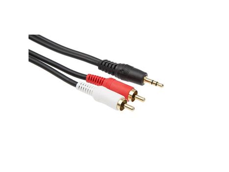 IIGLO Minijack til RCA kabel 2m (sort) Lydkabel, minijack 3,5mm hann til 2xRCA hann, PVC (II-MJM2XRCM-B020)