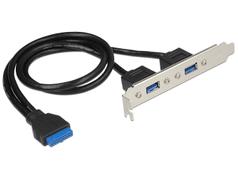 DELOCK Slot bracket 1 x 19 pin USB 3.0 pin header female internal > 2 x USB 3.0 Type-A female external